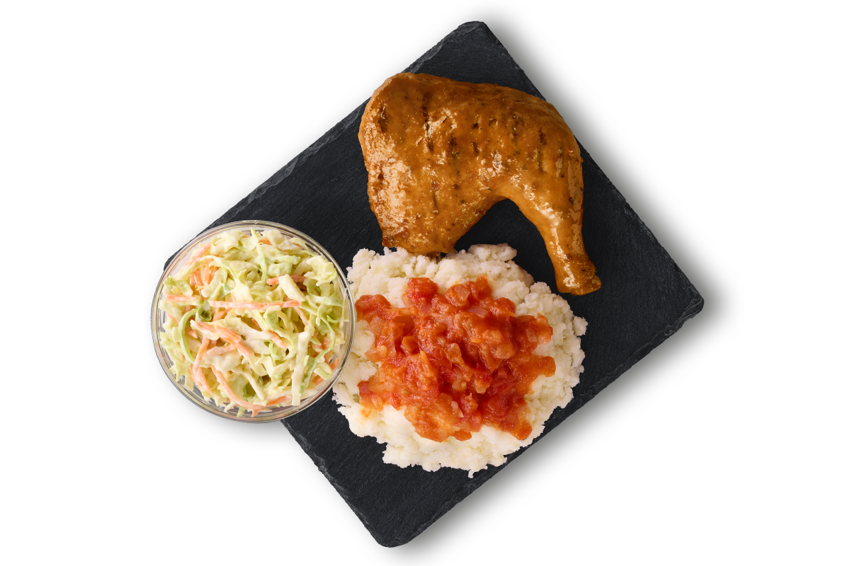 1/4 CHICKEN WITH PAP & SISHEBO AND COLESLAW